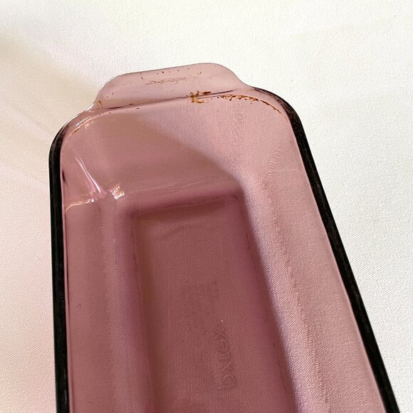 Vintage Pyrex Loaf Pan USA VisionWare 1.5QT #213-R Cranberry Glass Baking Bread - Picture 4 of 8